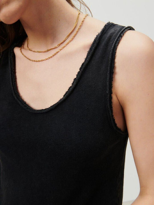 Women's Summer Blouse Cotton Sleeveless Black