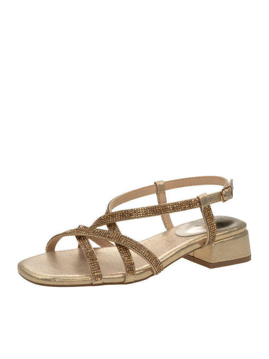 Sandals from Patent Leather with Strass Gold
