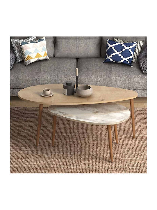 Oval Couchtisch Elips Holz Oak / Beige B116xT46xH46cm