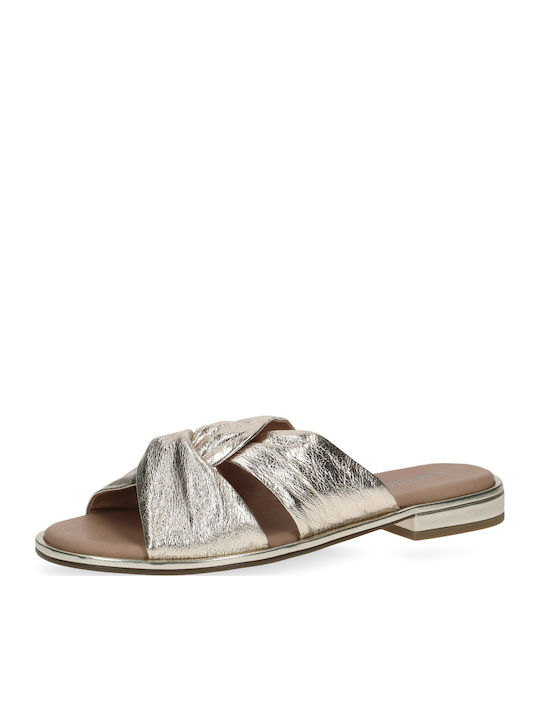 Leather Women's Flat Sandals Anatomic in Gold Color