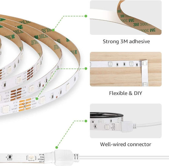 Ezra LED-Streifen USB 5V RGB Licht 2m Typ SMD5050 mit Netzteil