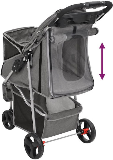 vidaXL Dog/Cat Carrying Gray Stroller for 15kg Pets L98xW46xH98cm