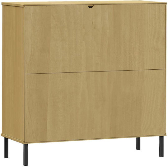 Oslo Living Room Cabinet Made of Solid Wood Beige 90x35x90.5cm