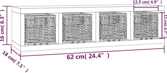 Wandregal aus Walnuss Braun 62x18x16cm