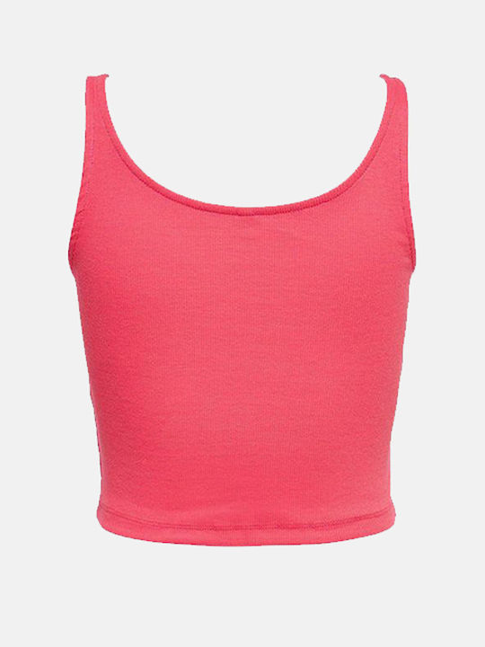 Only Women's Summer Crop Top Cotton Sleeveless Teaberry Flamingo Pink