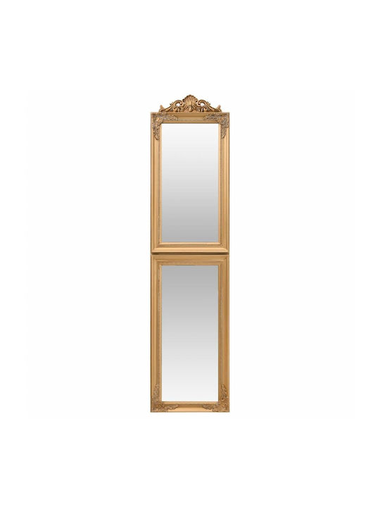 vidaXL Floor Mirror with Wooden Frame Gold 45x180cm