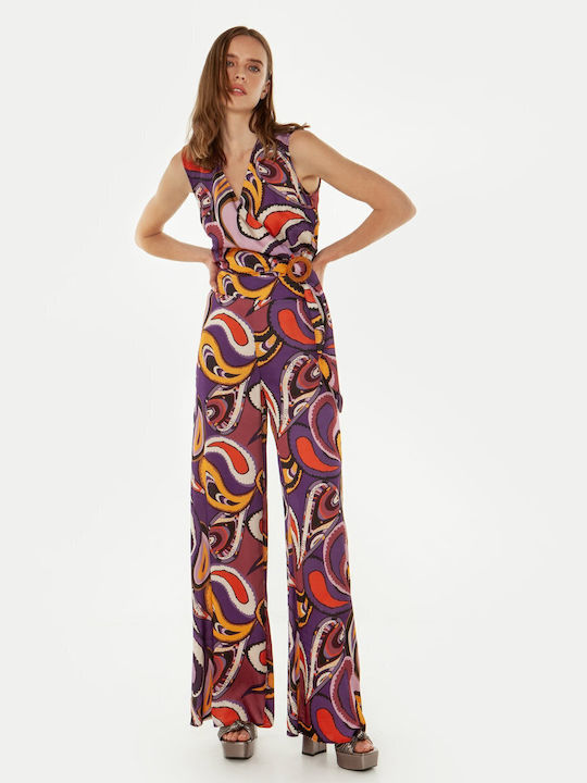 Bluza Damă Satin Fără Mâneci cu Decolteu în V Multicolor
