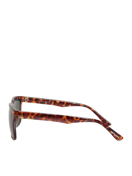 Jack & Jones 12228782 Unisex Sunglasses with Brown Tartaruga Plastic Frame and Green Lens 12228782