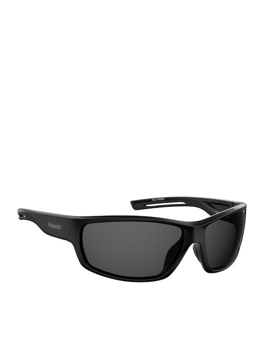 Polaroid Men's Sunglasses with Black Horn-Rimmed Frame and Grey Polarized Lens PLD7029/S 807/M9