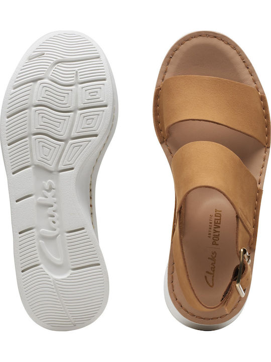 Women's Leather Ankle Strap Platforms Tabac Brown