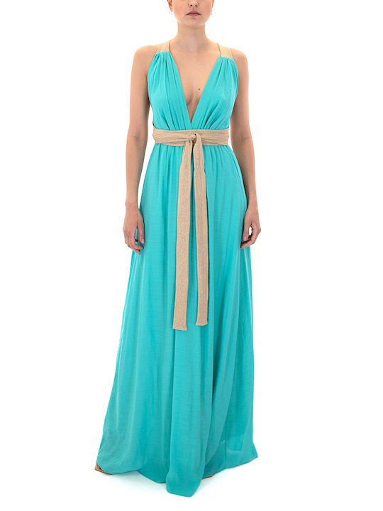 Moutaki Summer Maxi Dress Light Blue