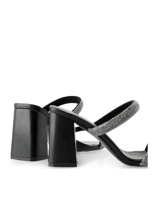 Fabric Sandals with Strass Black