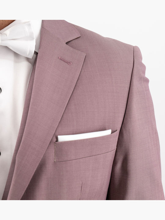 Men's Suit with Vest Regular Fit Burgundy