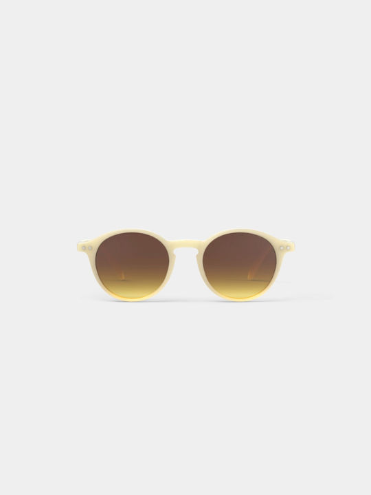 Izipizi D Sun Daydream Sunglasses with Glossy Ivory Plastic Frame and Brown Gradient Lens