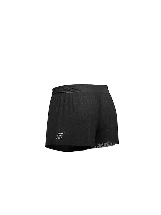 PANTALONI SCURȚI COMPRESPORT RACING SPLIT - NEGRU