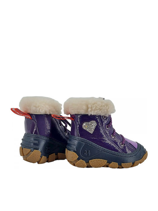 Kinder-Schneestiefeletten mit Schnürsenkeln Lila