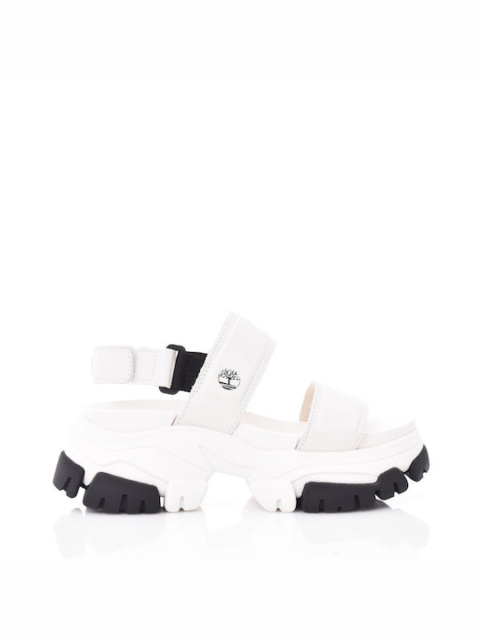 Timberland Adley Way Sandal Leder Damen Flache Sandalen in Weiß Farbe