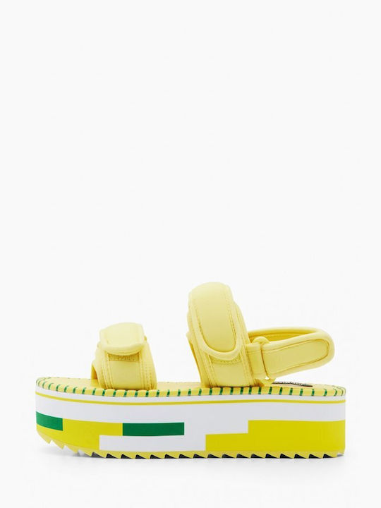 Desigual Flatforms Sporty Women's Sandals Yellow