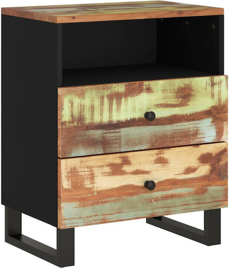 Wooden Bedside Table Multicolour 50x33x62cm
