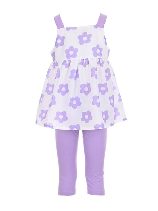 New College Kids Set with Leggings Summer 2pcs Lilac