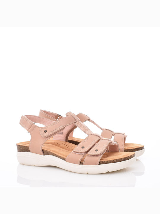 Clarks April Cove Leder Damen Flache Sandalen in Rosa Farbe