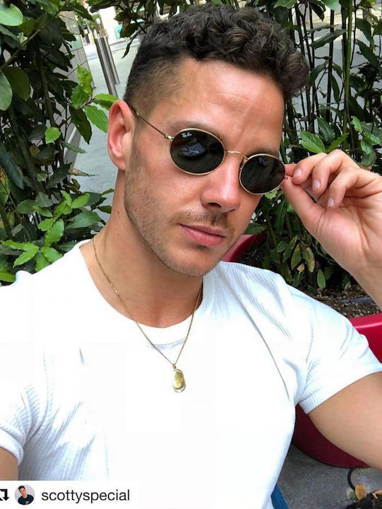 Ray Ban Унисекс Слънчеви Очила с Златен Метален Рамка и Зелен Цвят на Стъклата RB3547 001/31