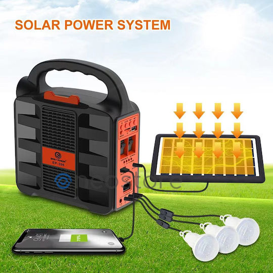 Sistem De Iluminat Solar EP-396 Cu Obiectiv 3 Becuri Radio Și Încărcător USB EP-396
