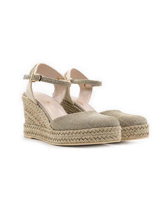 Fardoulis Damenplattformen im Espadrilles-Stil Goldene