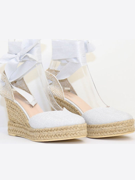 Women's Leather Platform Espadrilles Platina