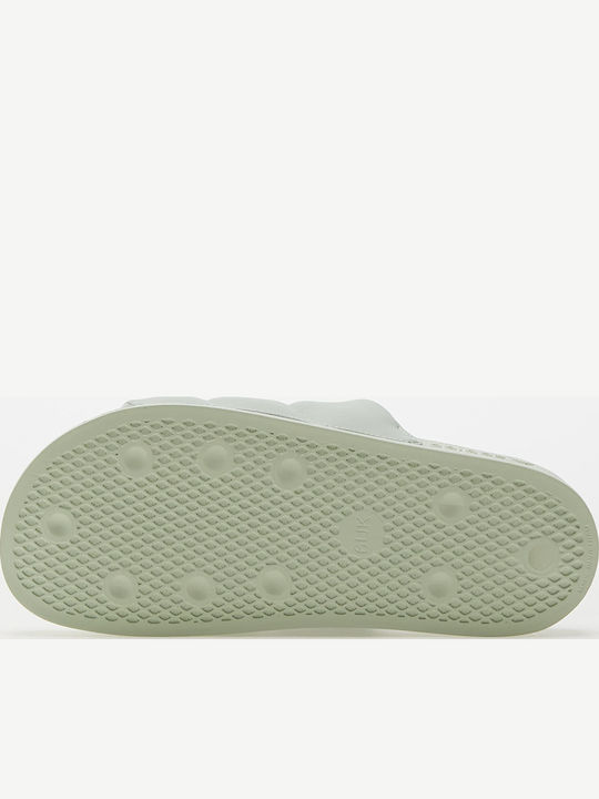 Adilette Essential Linen Flache Sandalen für Damen in Grün Farbe