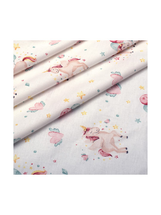 Dimcol Sheet Set Semi-double Cotton Unicorn 209 White / Salmon 160x240cm 3pcs