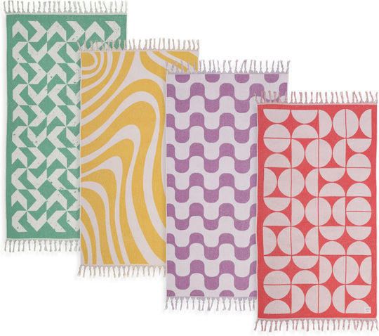 Nef-Nef Homeware Groovy Beach Towel Cotton Green with Fringes 170x90cm.