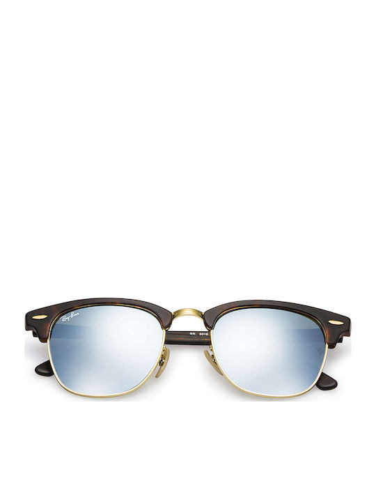 Ray Ban Clubmaster Unisex Sunglasses with Brown Tartaruga Frame and Silver Mirror Lens RB3016 114530