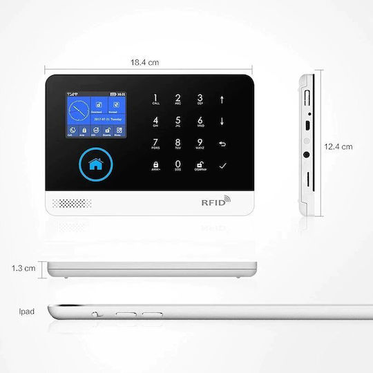 PGST PG-103 D Wireless Alarm System with 2 Motion Detectors , 5 Door Sensors , Siren , 2 Remotes , 2 Tags , Hub and Keyboard (Wi-Fi / GSM)