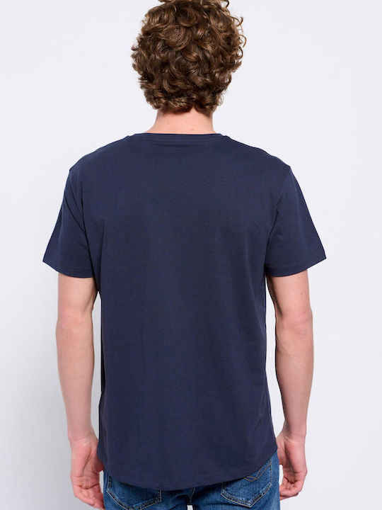 Funky Buddha Ανδρικό T-shirt Navy Μπλε με Στάμπα