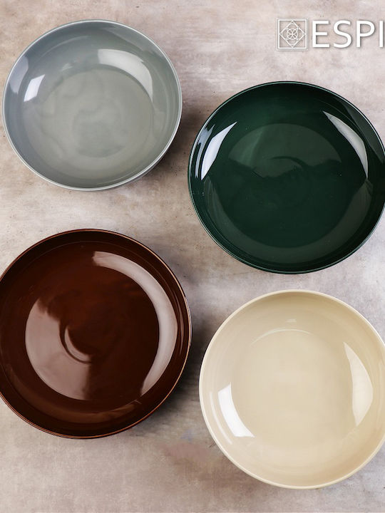 Espiel Terra Porcelain Salad Bowl Green 25.5x25.5x6.6cm