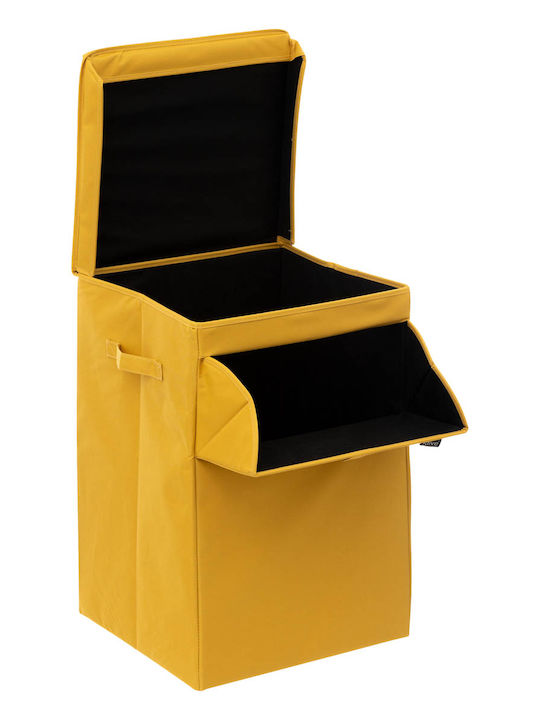 Marva Καλάθι Απλύτων Υφασμάτινο με Καπάκι 36x36x55cm Κίτρινο
