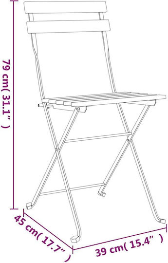 Außenstuhl Metallisch Braun 2Stück 39x45x79cm.