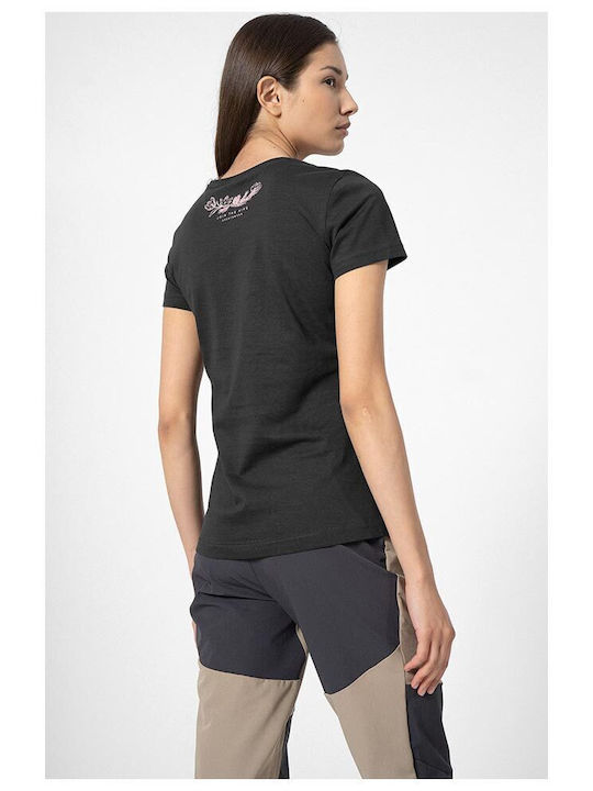 4F Damen Sportlich T-shirt Schwarz