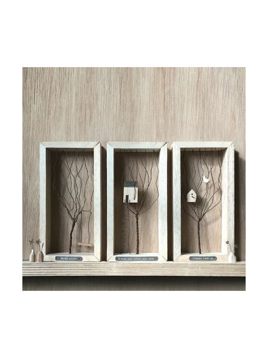 Synchronia Handmade Ecru Wall Decor Made of Wood 22.7x11.2x11.2cm