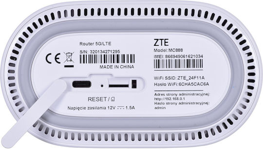 ZTE MC888 Ασύρματο 5G Router Wi‑Fi 6 με 2 Θύρες