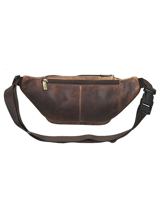 RCM Men's Leather Waist Bag Tabac Brown