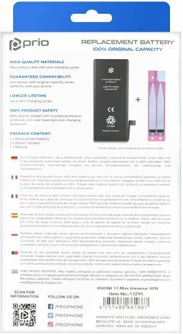 Prio Συμβατή Μπαταρία Αντικατάστασης 2406mAh για iPhone 13 Mini