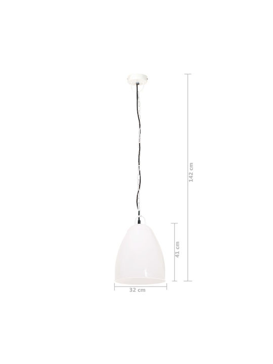 vidaXL Industrial Pendant Light White Bell with Socket E27 32x41cm