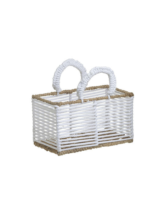 Inart Set de coșuri decorative Din material textil cu mânere White 2buc