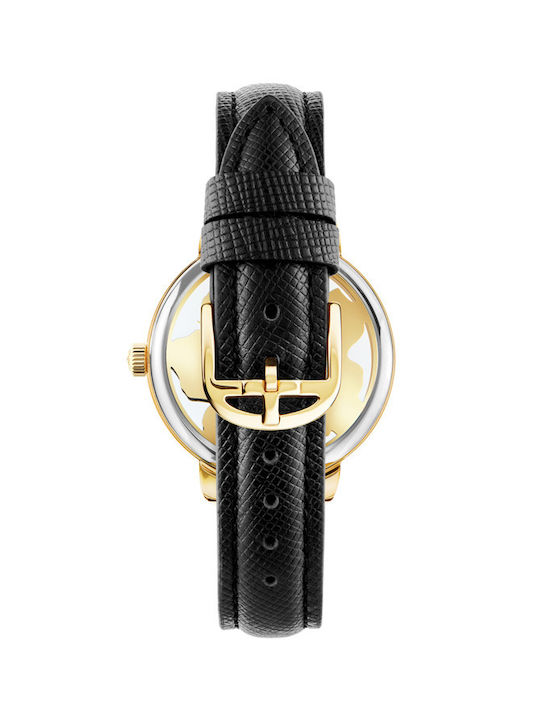 Ted Baker Lilabel Watch with Black Leather Strap