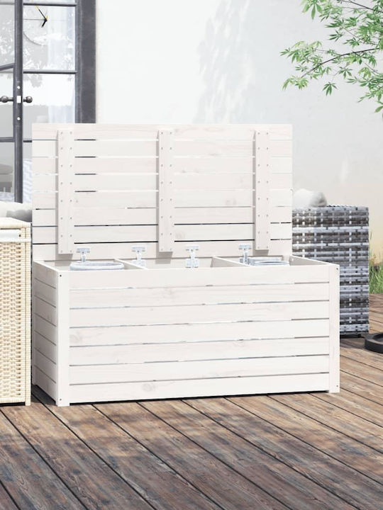 vidaXL Cutie de depozitare pentru exterior Lemn Alb L101xW50.5xH46.5buc