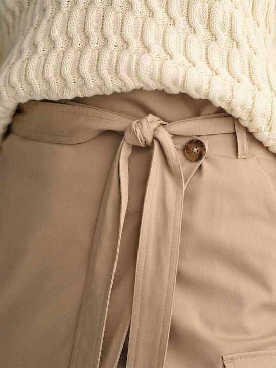 Hoch tailliert Midi Rock Khaki