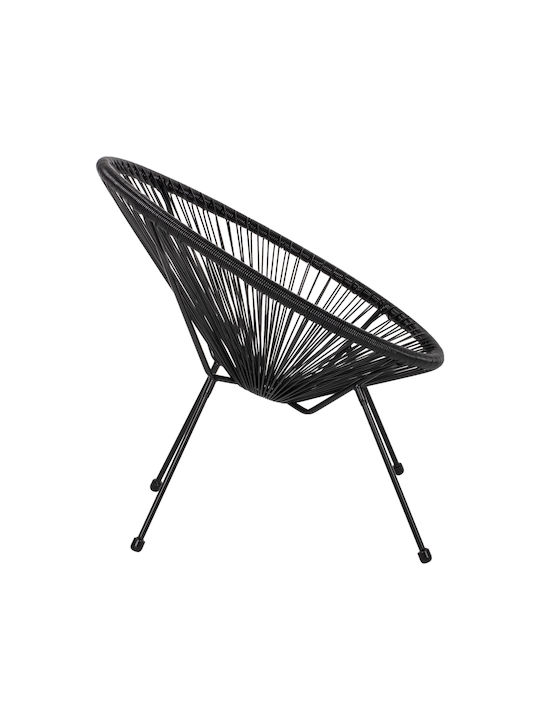 Πολυθρόνα Εξωτερικού Χώρου Rattan Allegra Μαύρο 71x73x77εκ.