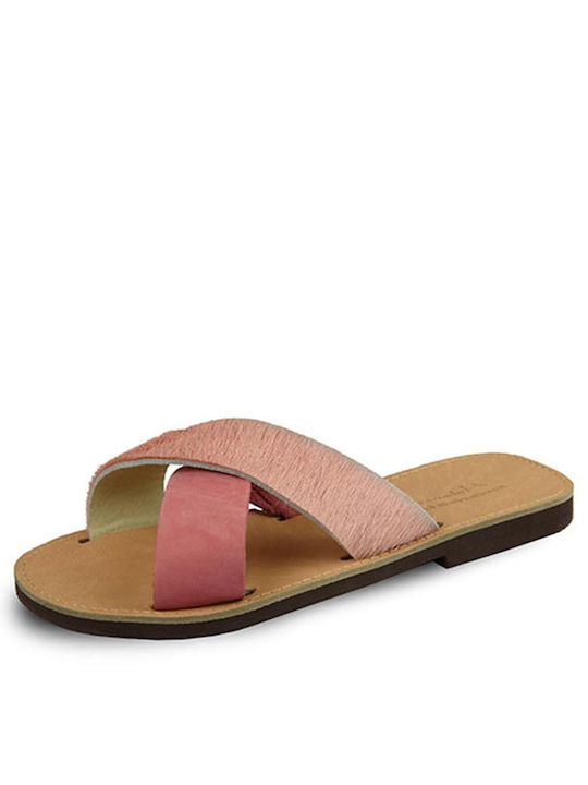 LEATHER SANDAL PINK PONY SKIN